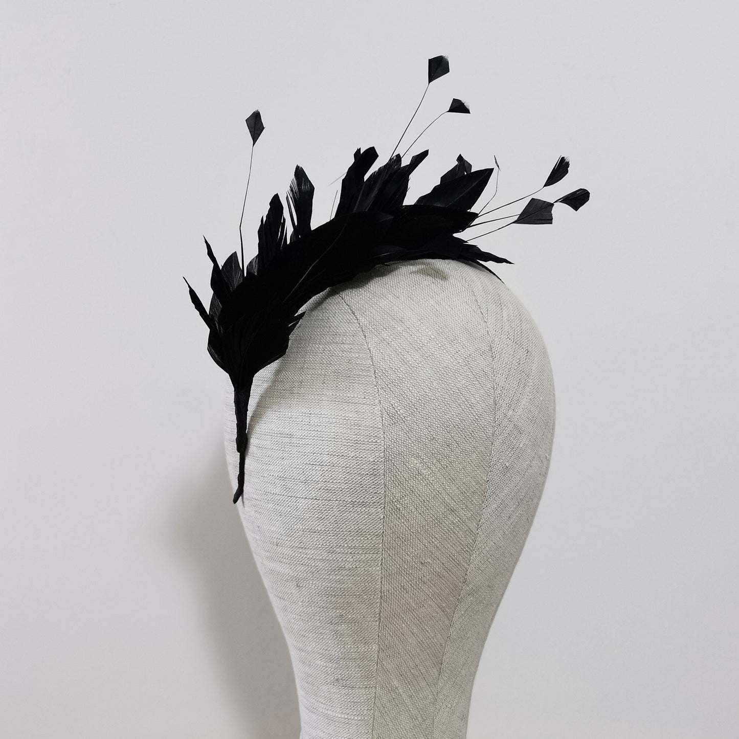 LUNA Feather Headband Fascinator in Black