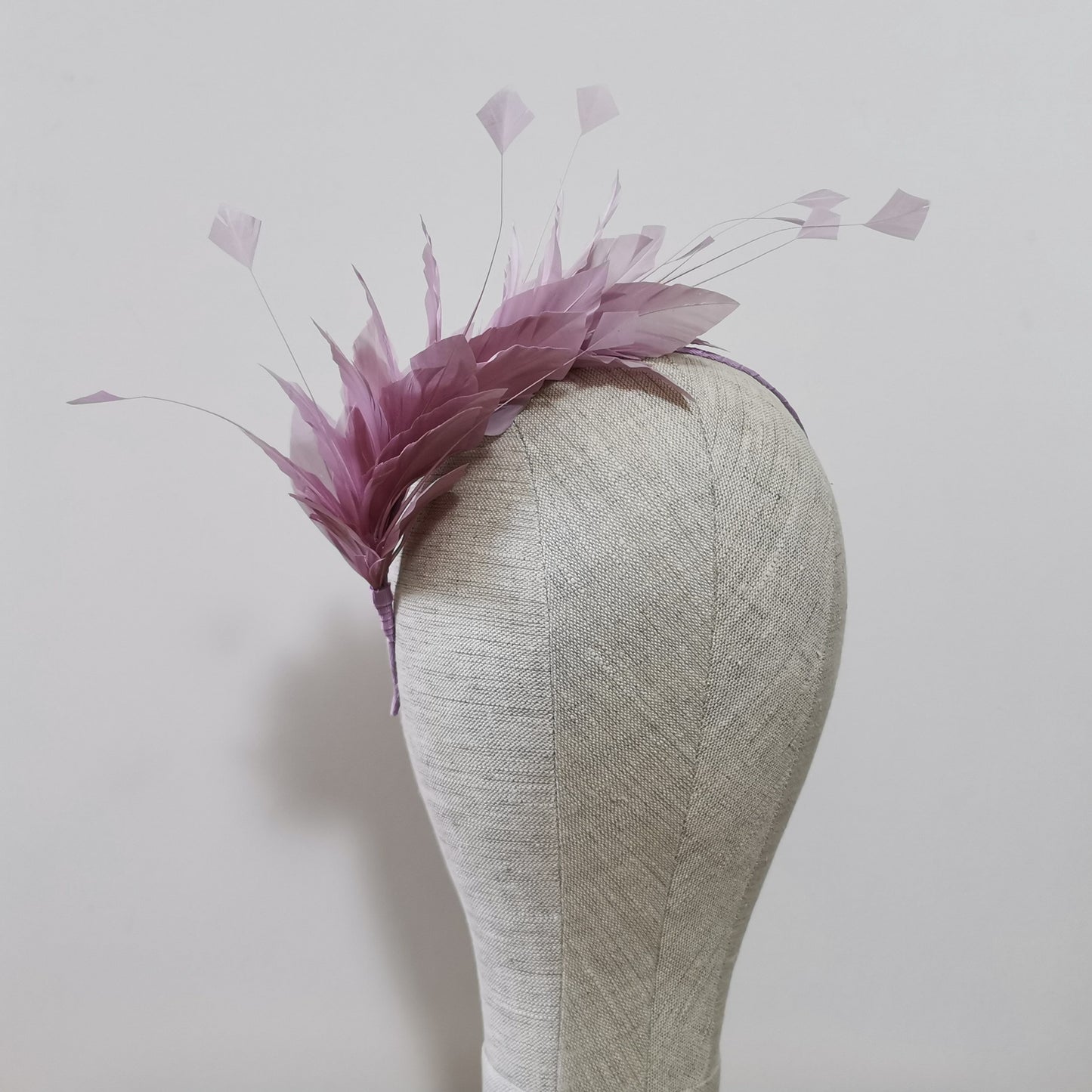 LUNA Feather Headband Fascinator in Lilac