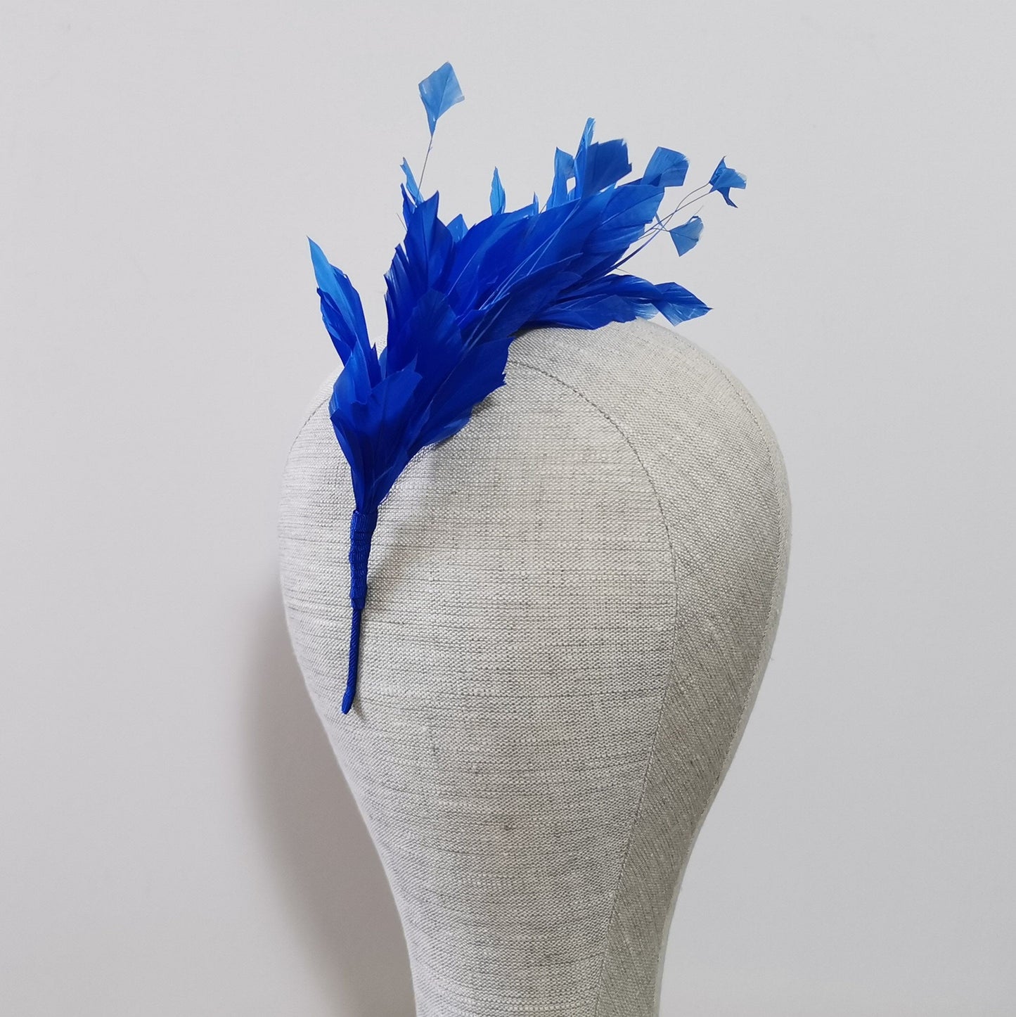 LUNA Feather Headband Fascinator in Royal Blue