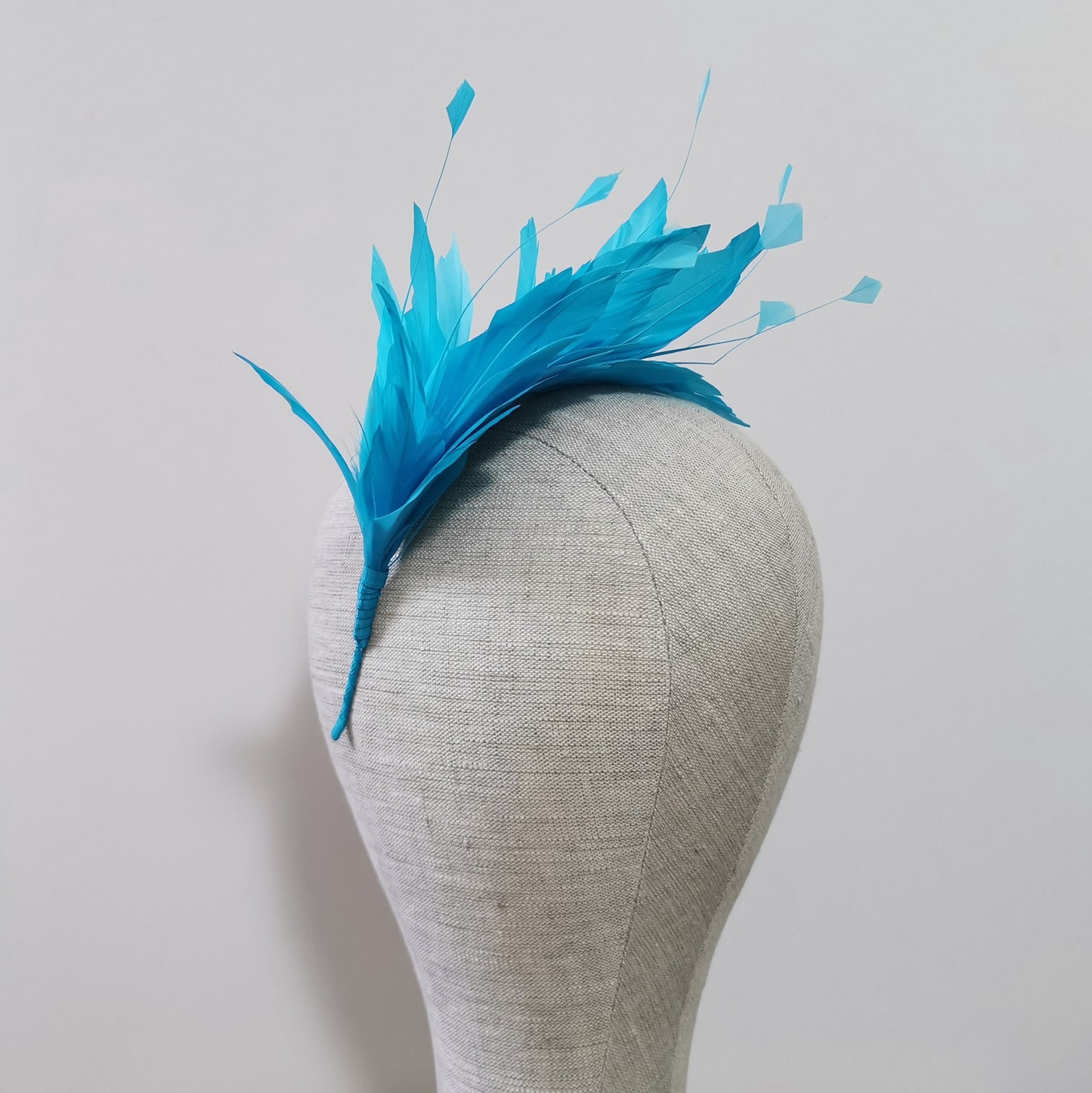 LUNA Feather Headband Fascinator in Turquoise Blue