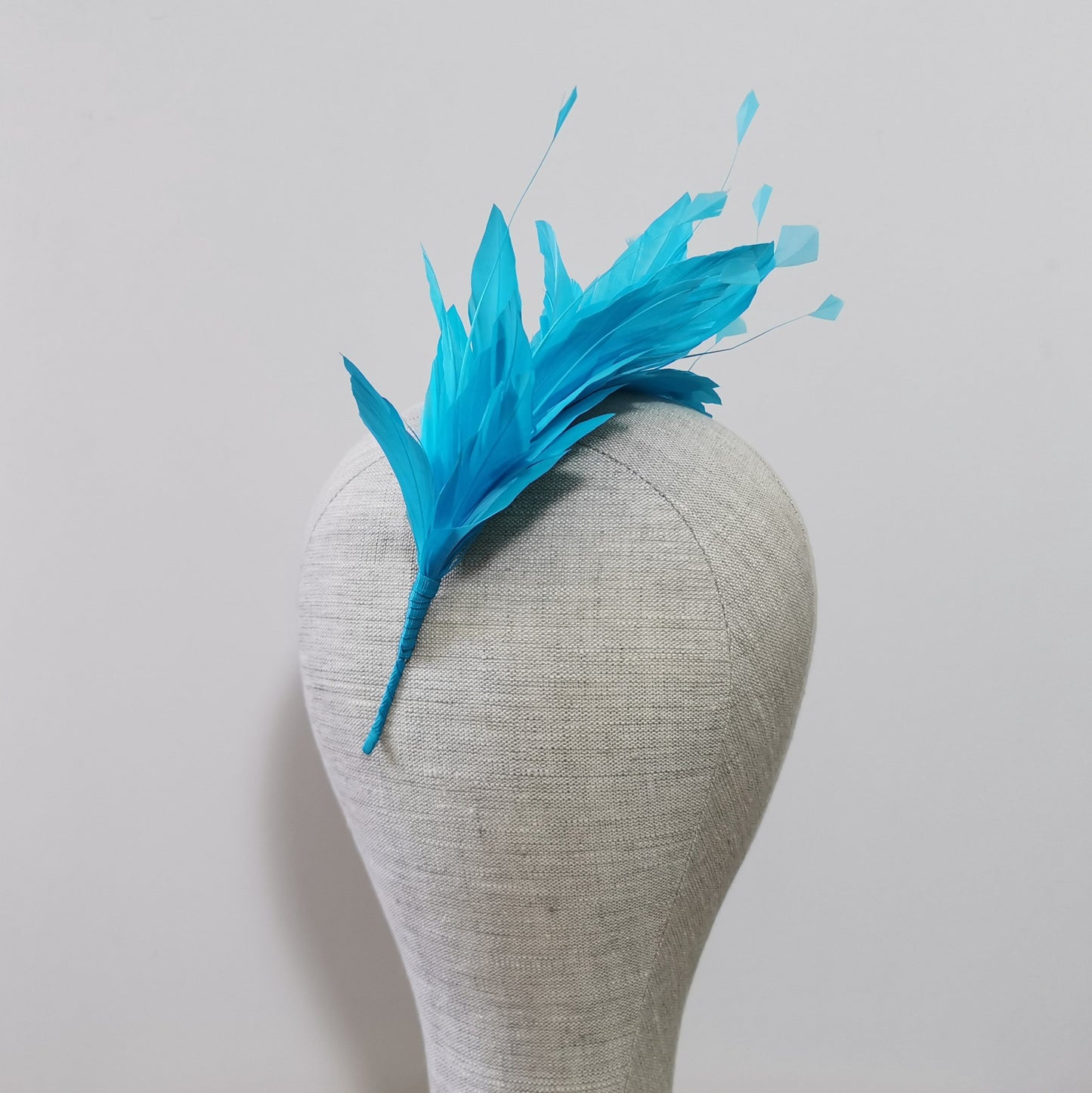 LUNA Feather Headband Fascinator in Turquoise Blue