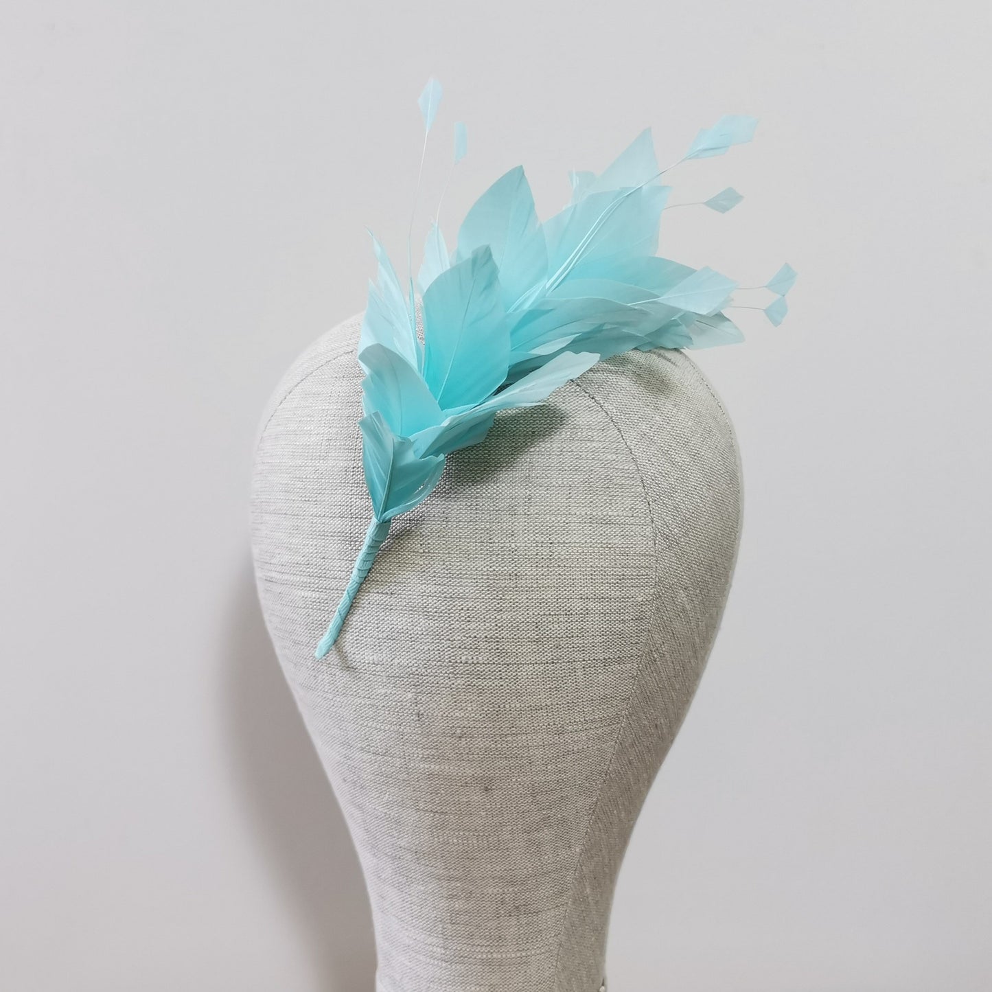 LUNA Feather Headband Fascinator in Aqua Blue