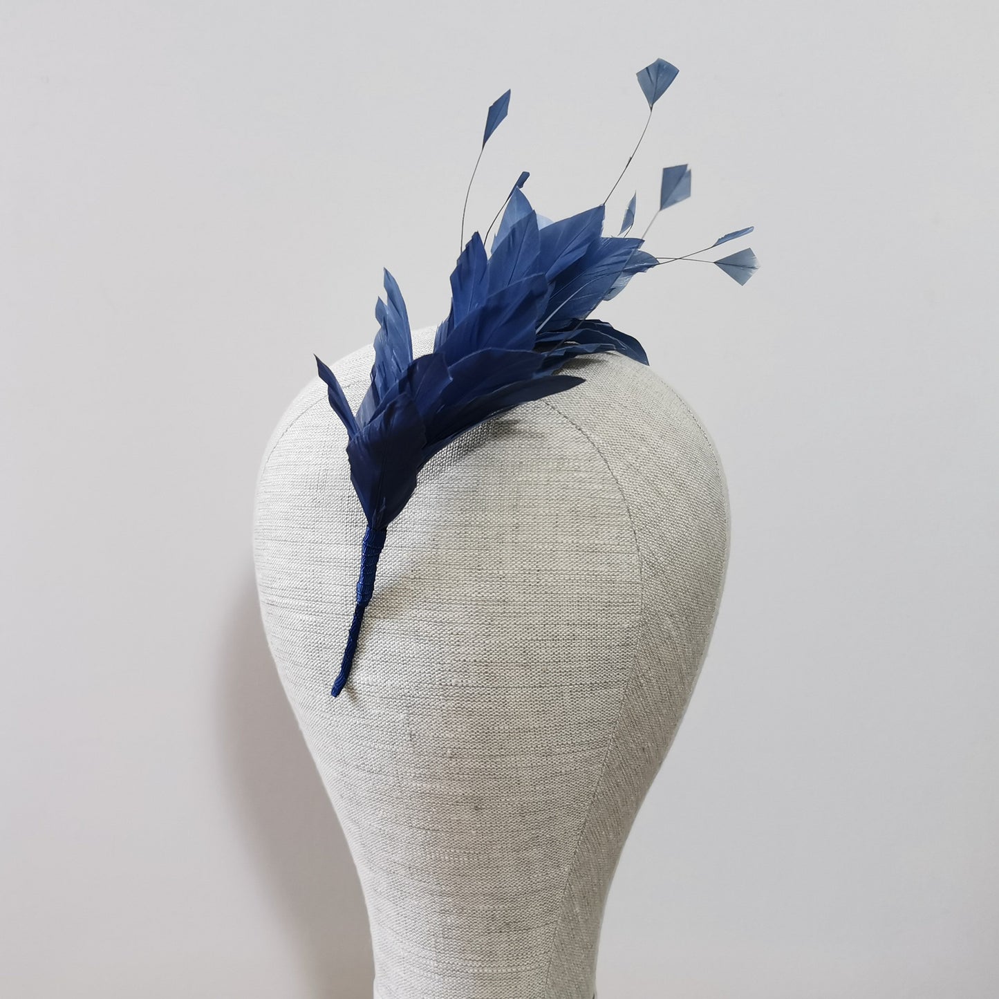 LUNA Feather Headband Fascinator in Light Navy Blue