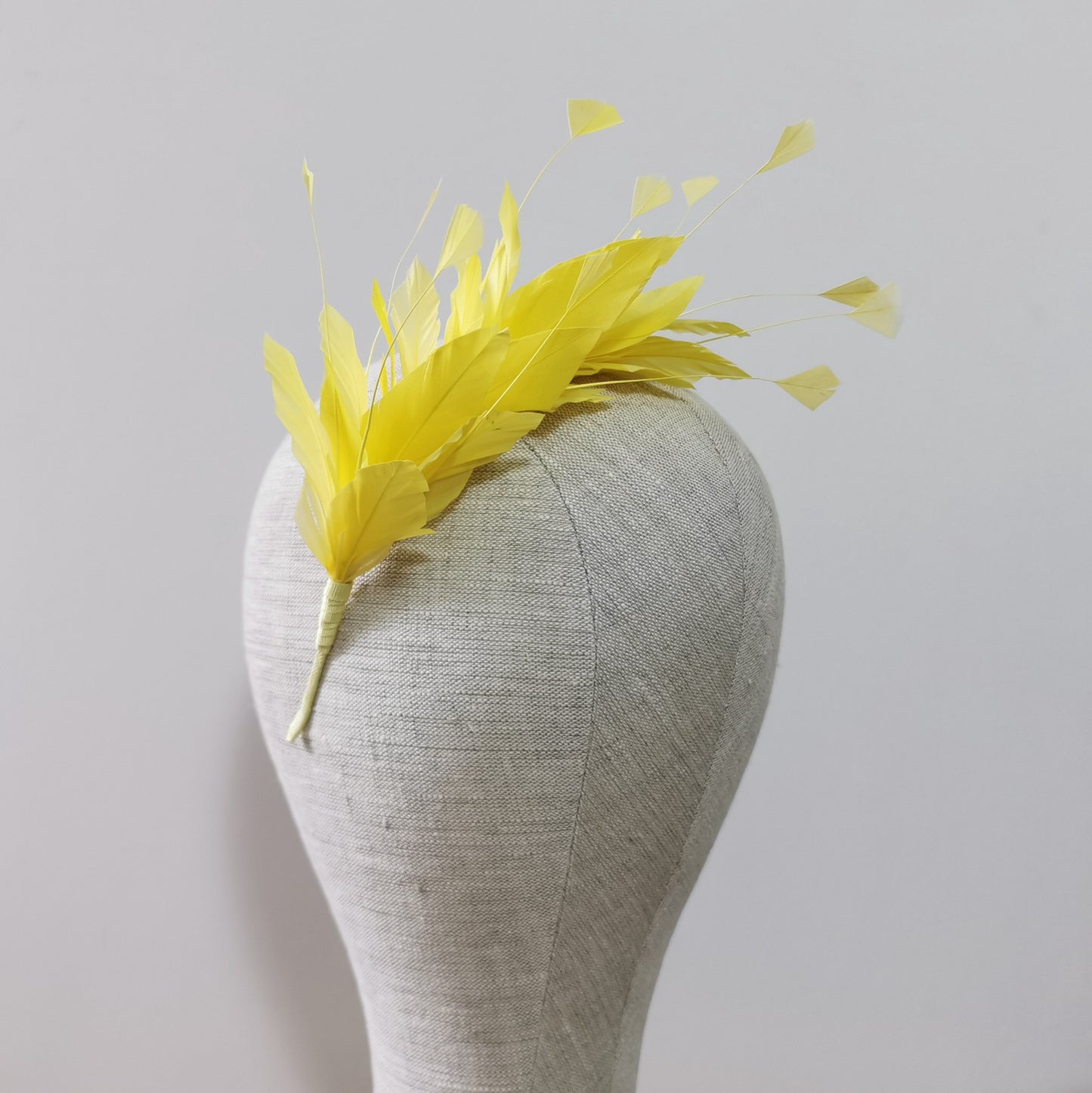 LUNA Feather Headband Fascinator in Primrose Yellow