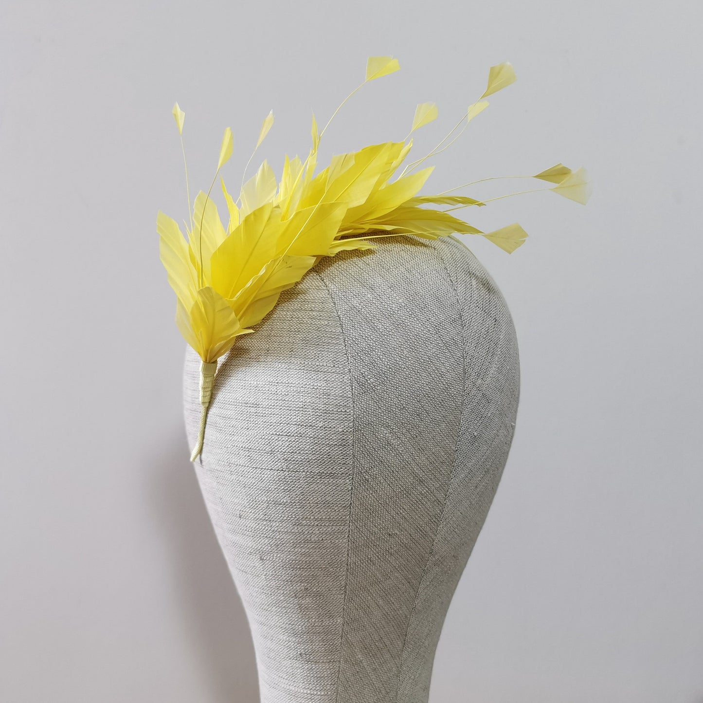 LUNA Feather Headband Fascinator in Primrose Yellow