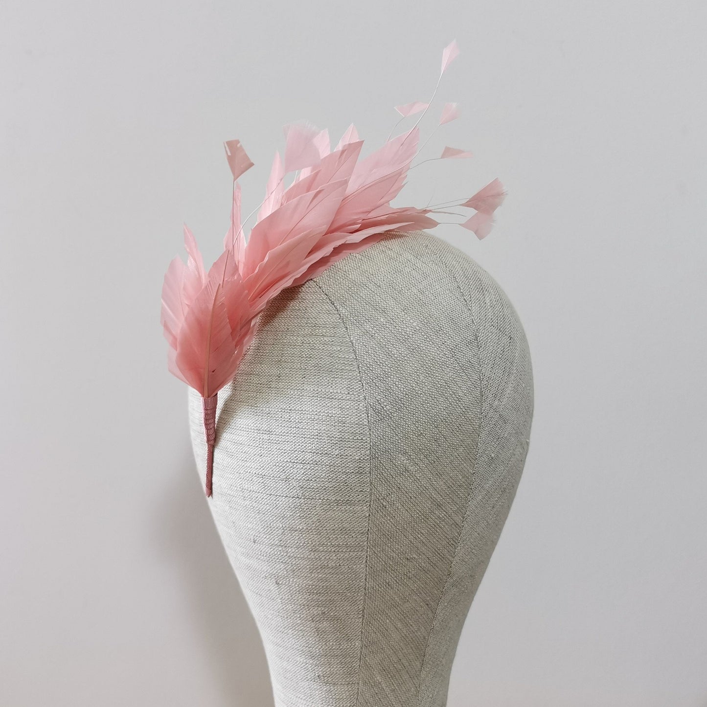 LUNA Feather Headband Fascinator in Dusky Pink