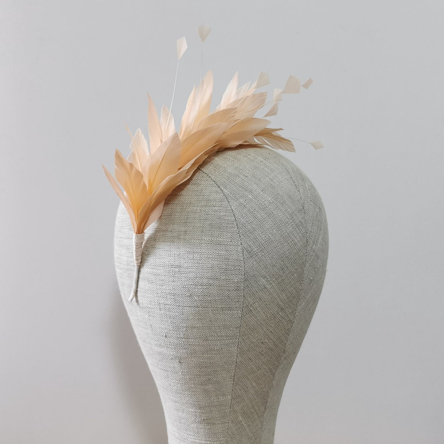 LUNA Feather Headband Fascinator in Peach