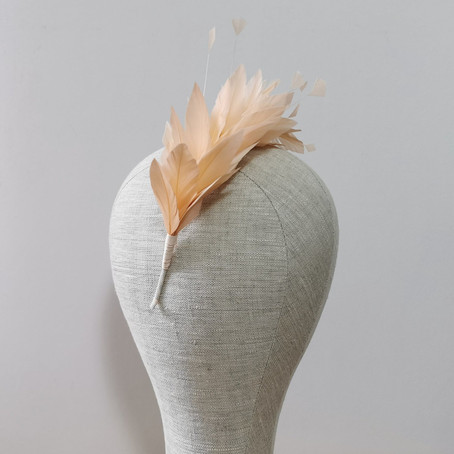 LUNA Feather Headband Fascinator in Peach