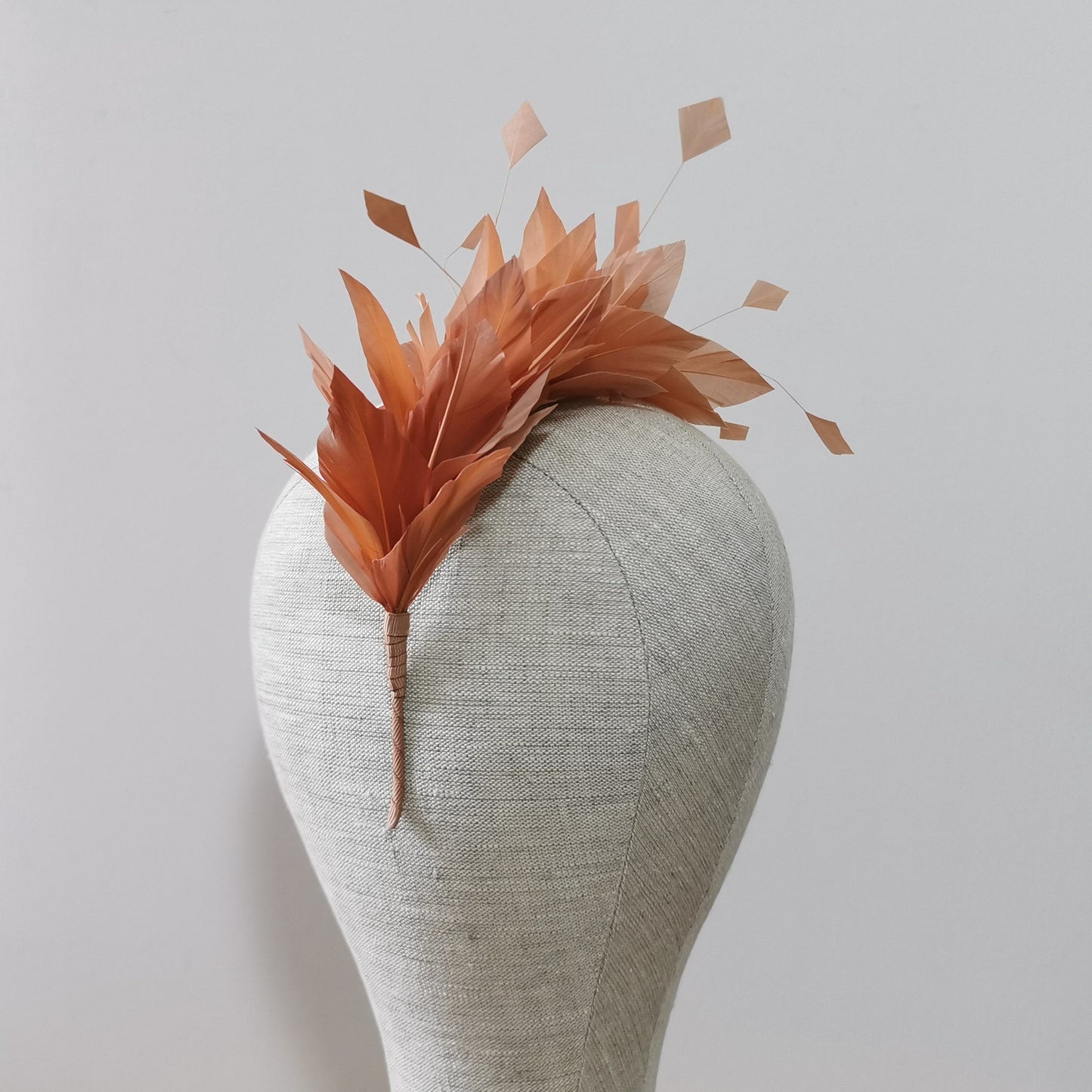 LUNA Feather Headband Fascinator in Salmon