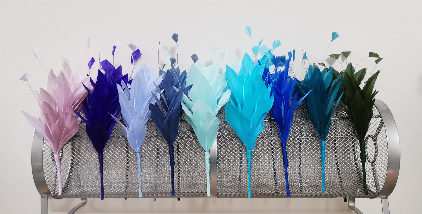 LUNA Feather Headband Fascinator in Royal Blue