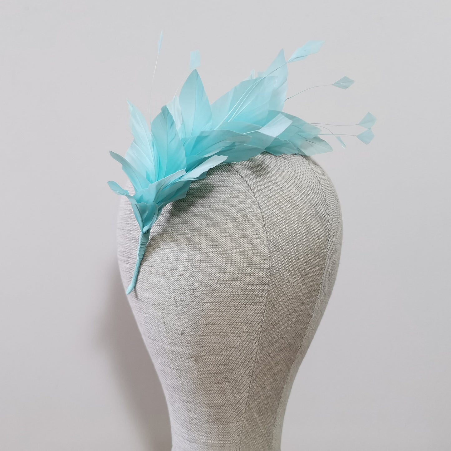 LUNA Feather Headband Fascinator in Aqua Blue