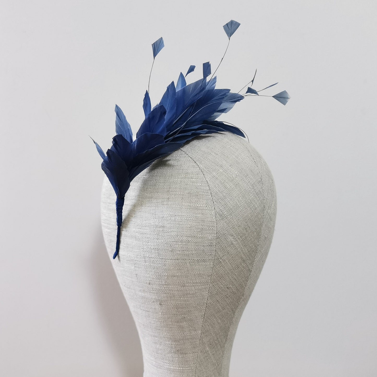 LUNA Feather Headband Fascinator in Light Navy Blue