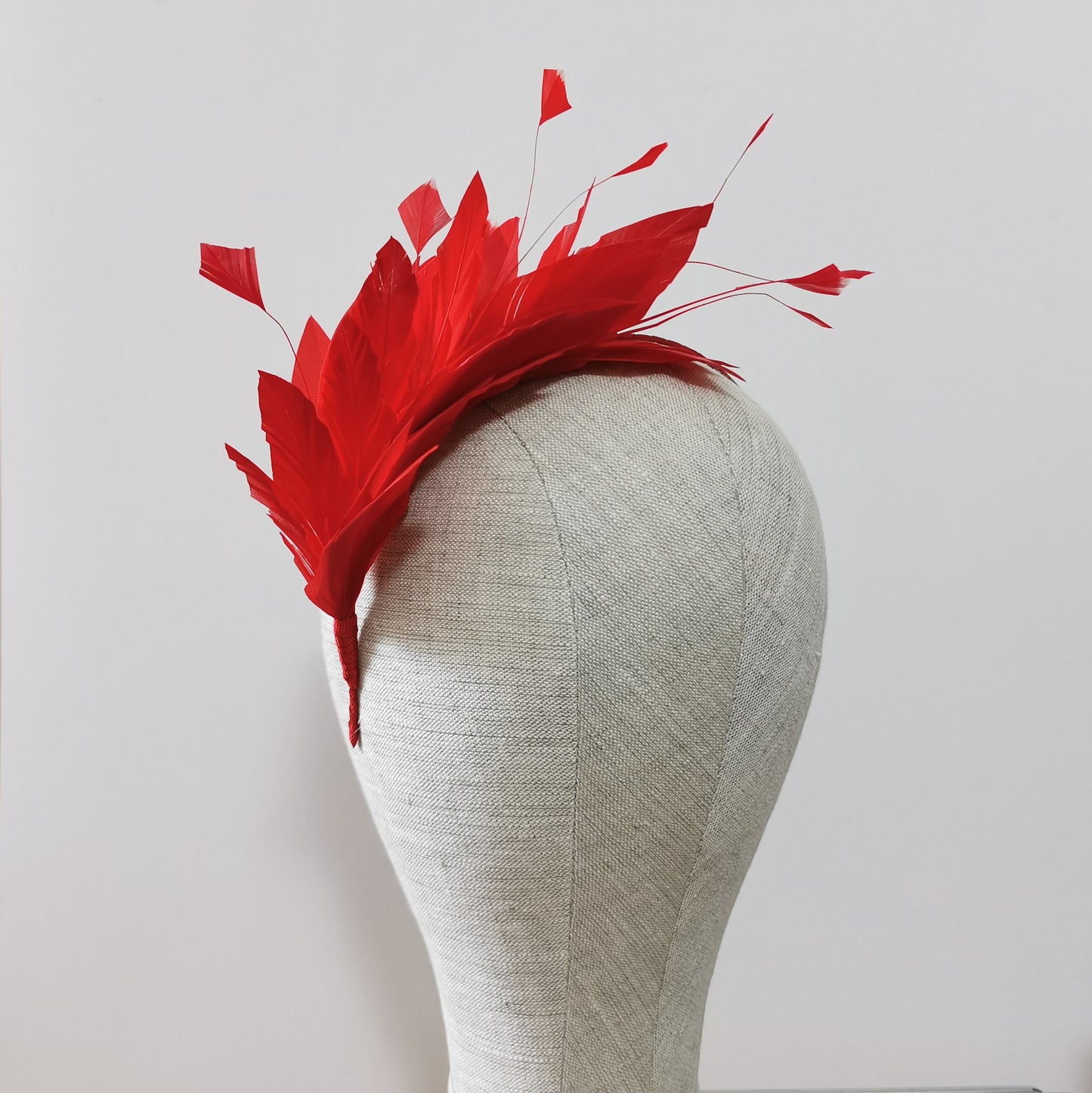 LUNA Feather Headband Fascinator in Red