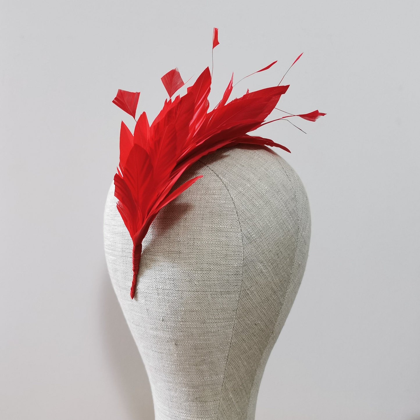 LUNA Feather Headband Fascinator in Red