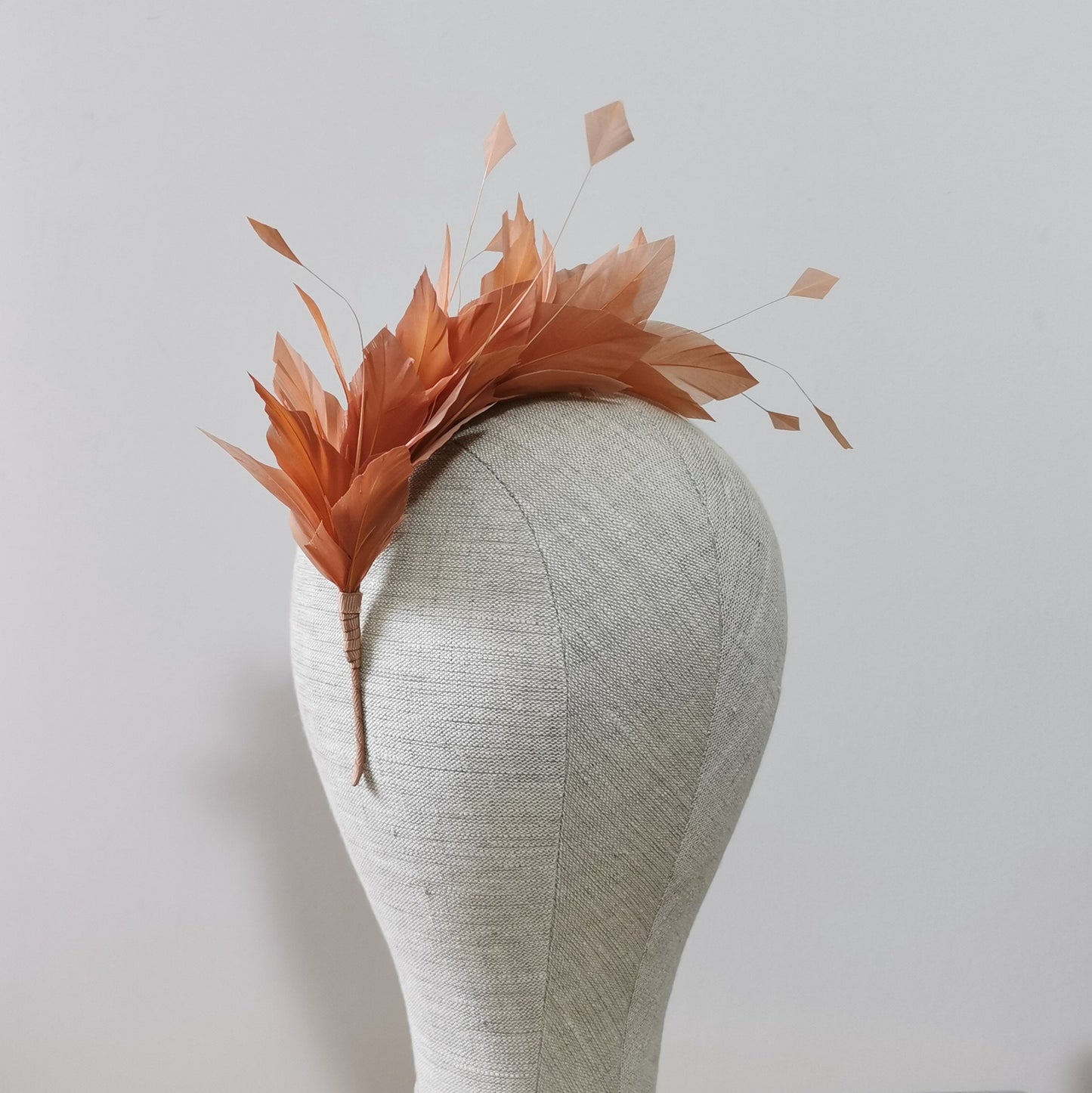 LUNA Feather Headband Fascinator in Salmon