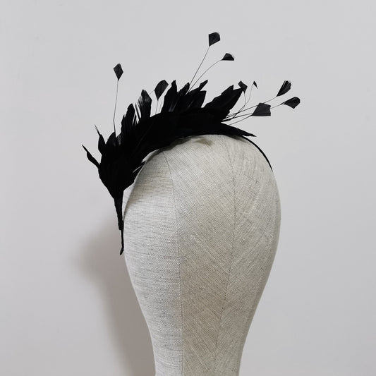 LUNA Feather Headband Fascinator in Black