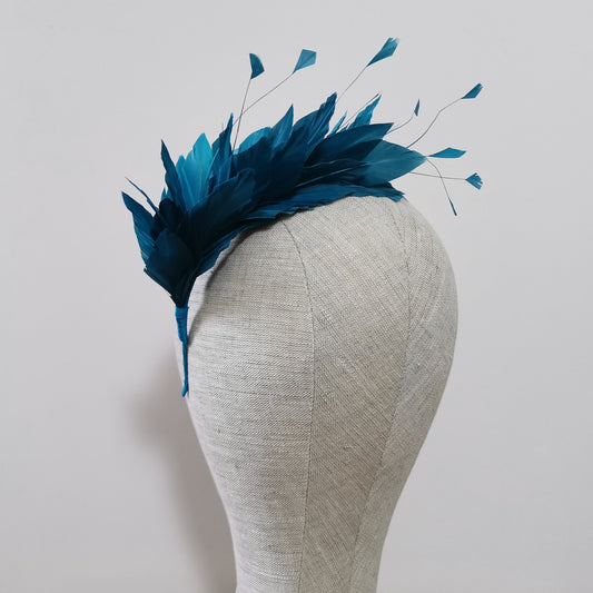 LUNA Feather Headband Fascinator in Teal
