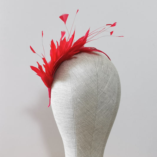 LUNA Feather Headband Fascinator in Fuchsia Pink