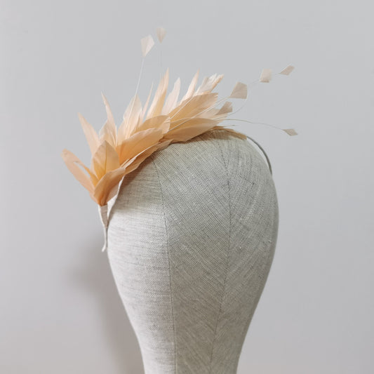 LUNA Feather Headband Fascinator in Peach