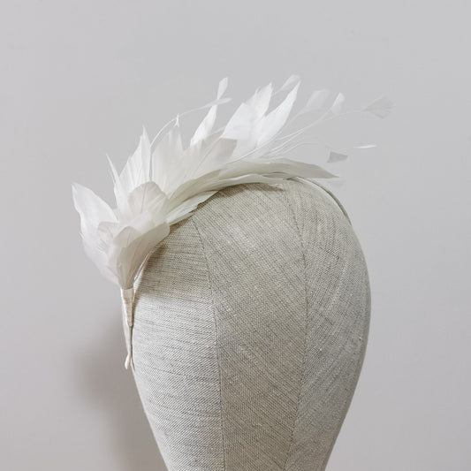 LUNA Feather Headband Fascinator in Ivory