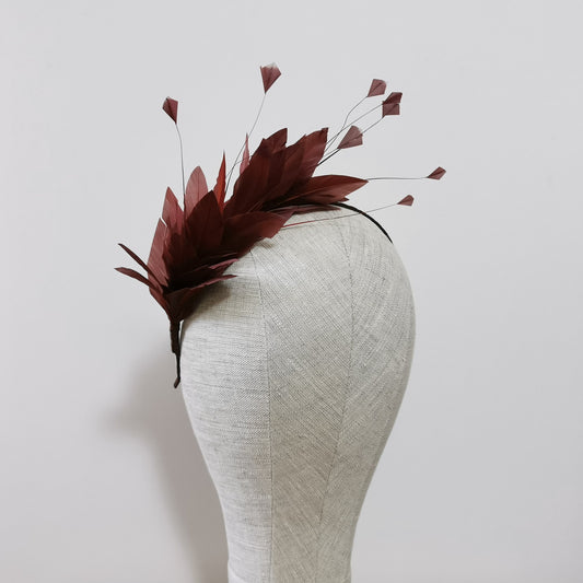 LUNA Feather Headband Fascinator in Brown