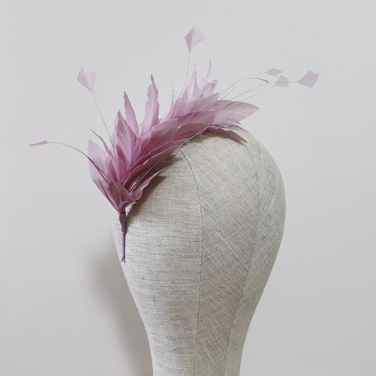 LUNA Feather Headband Fascinator in Lilac