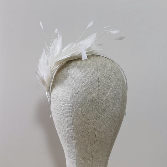 LUNA Feather Headband Fascinator in White